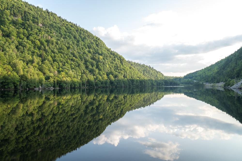 The peaceful reflective waters of the Cascade Lakes.