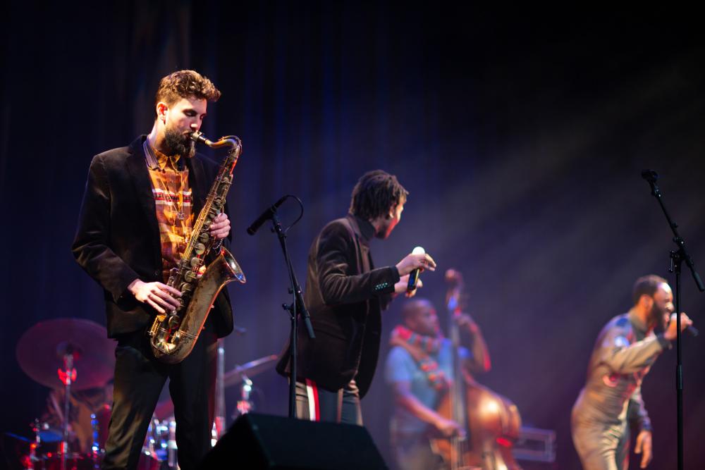 A band performing in Lake Placid.