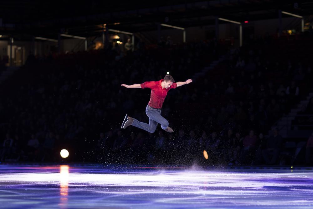 An ice skater performing for Stars on Ice in Lake Placid