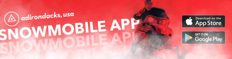 A banner for adirondack snowmobiling app