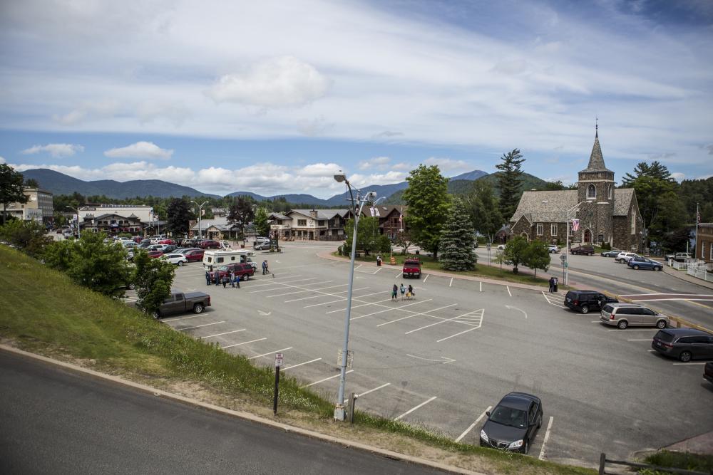 Downtown lake placid in summer time.