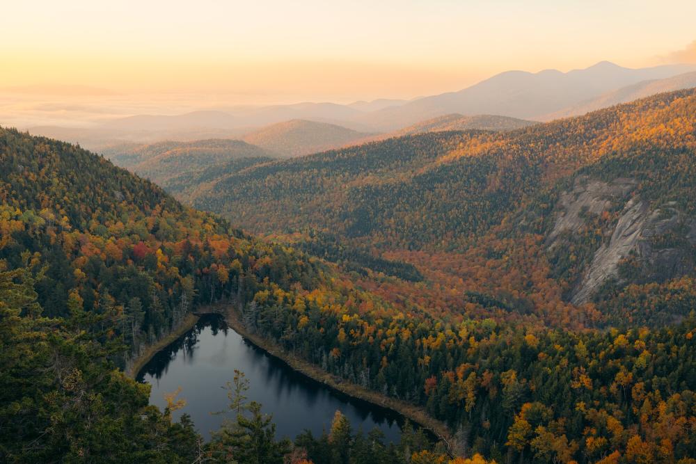 A view of the mountains in Keene Valley in the fall.