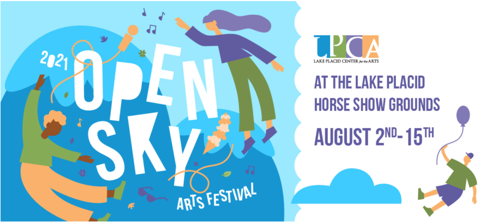 A sign for the Open Sky Arts Festival announces dates