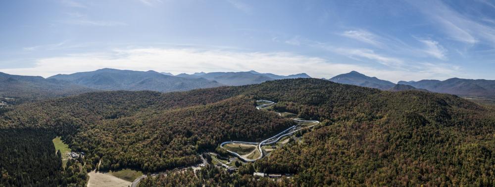 Mt. Van Hoevenberg Campus Aerial view of forest and the Mt. Van Hoevenberg Campus