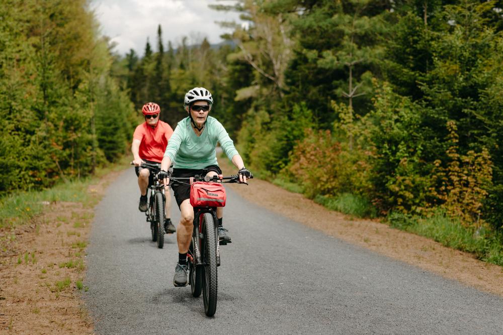 Two bikers on the Adirondack Rail Trail