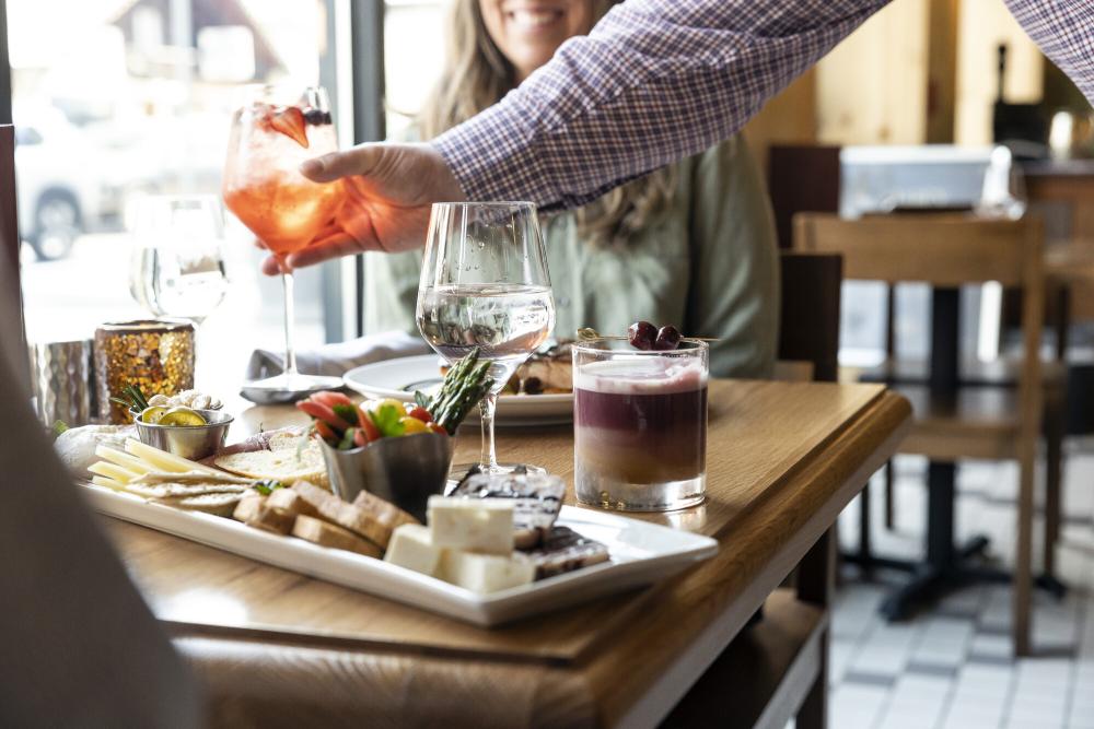 A charcuterie board paired with craft cocktails.