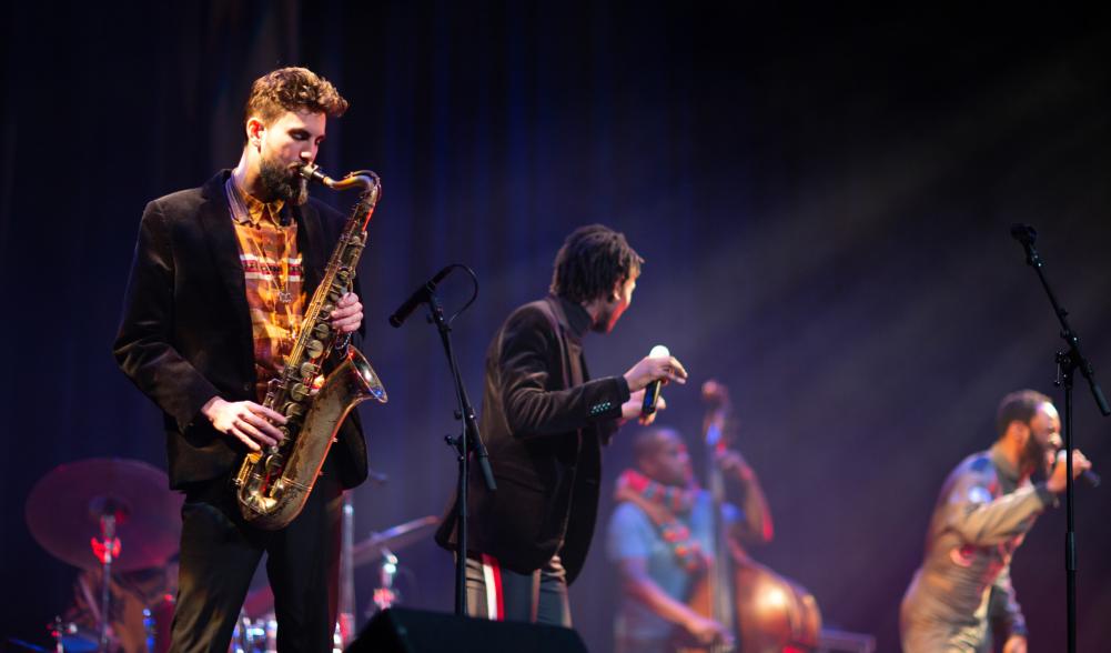 A band performing in Lake Placid.