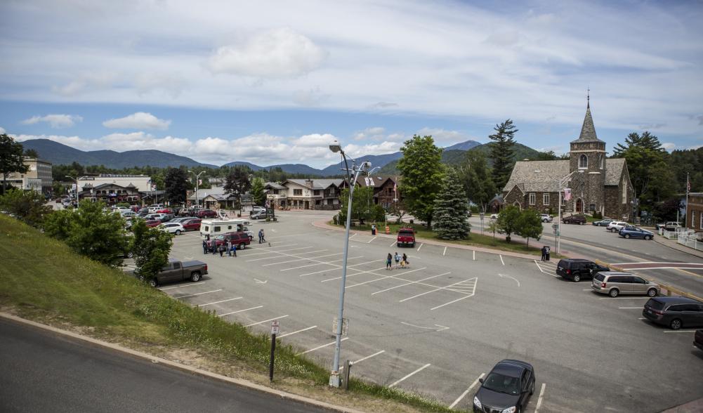 Downtown lake placid in summer time.