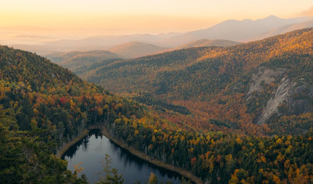 A view of the mountains in Keene Valley in the fall.