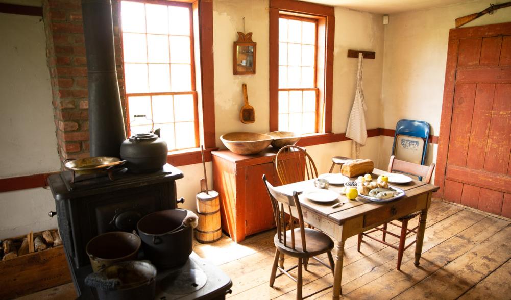 The interior of an 1800's kitchen at John Brown Farm.