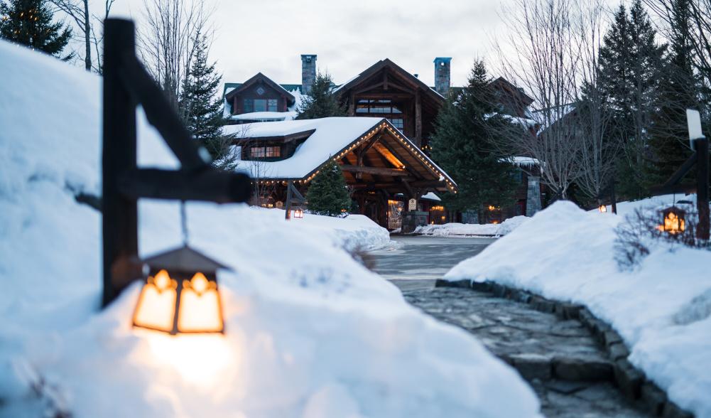 A lodge in the snow.