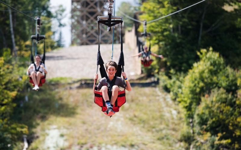 Kids on Sky Flyer Zipline