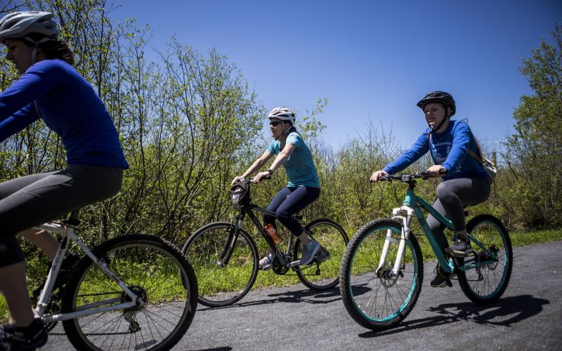 Riding the bike trail in Tupper Lake