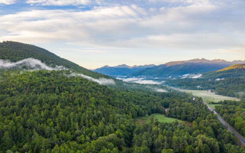 A green mountain morning view