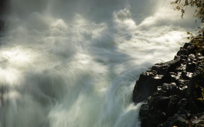 Rushing water over rocks