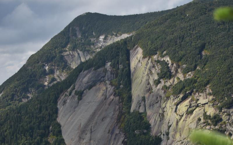 View of steep cliffs on a mountain