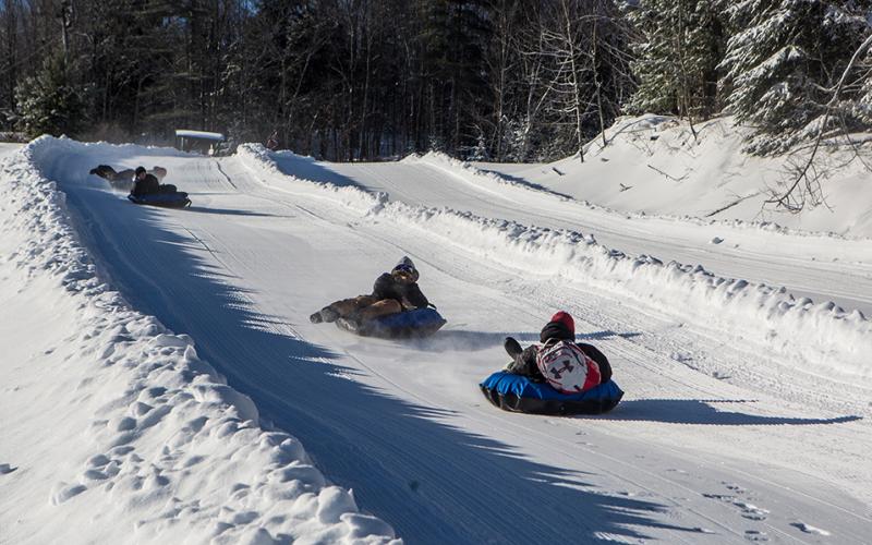 People tubing down Mt Pisgah