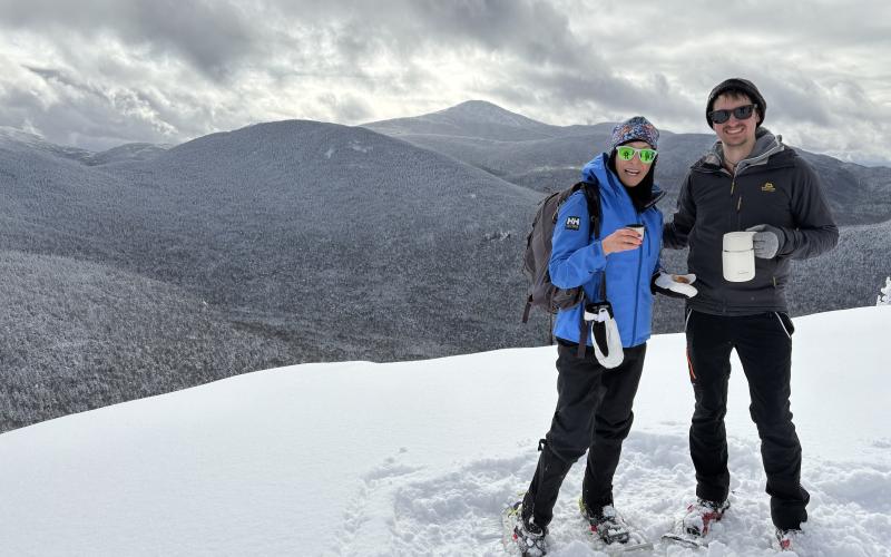 Coffee break on a snowy peak