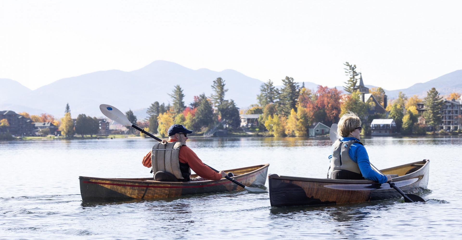 72 Hours Of Autumn In Lake Placid Lake Placid Adirondacks   Mirror Lake Canoers 